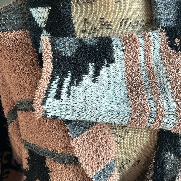 Davi & Dani camel black gray open front western aztec jacket cardigan pockets - Picture 6 of 16